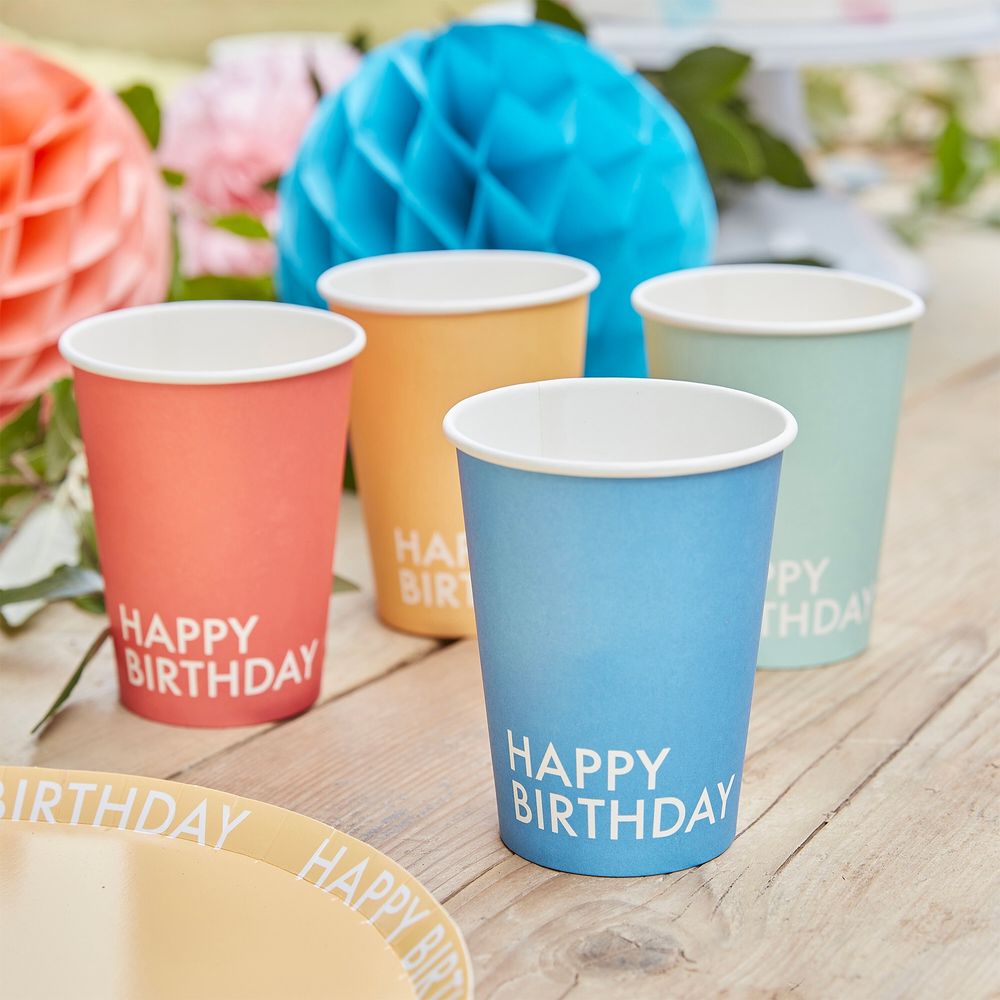 Pappersmuggar Happy Birthday Färg Mix