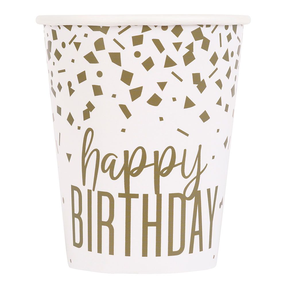 Pappersmuggar Happy Birthday Guld