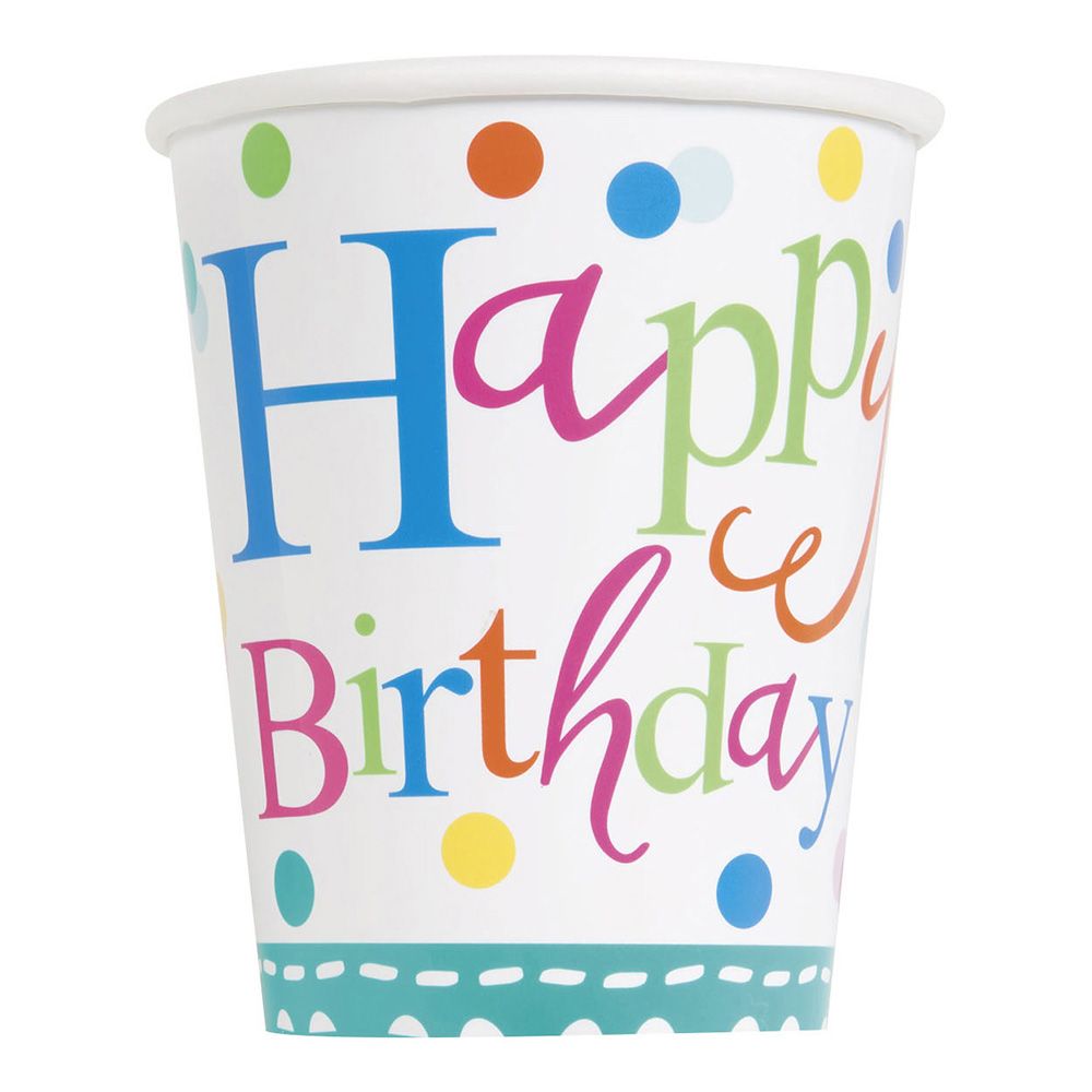 Pappkopper Happy Birthday Prikkete