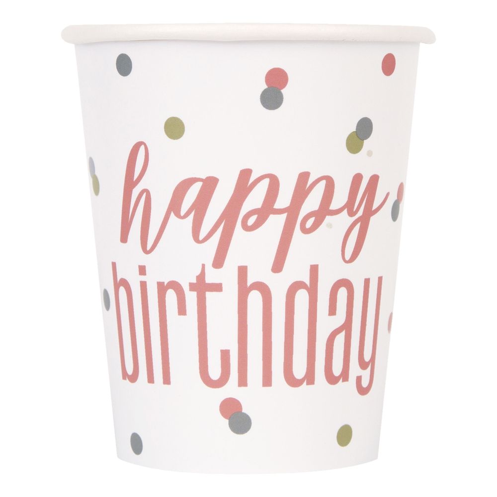 Pappkopper Happy Birthday Roségull