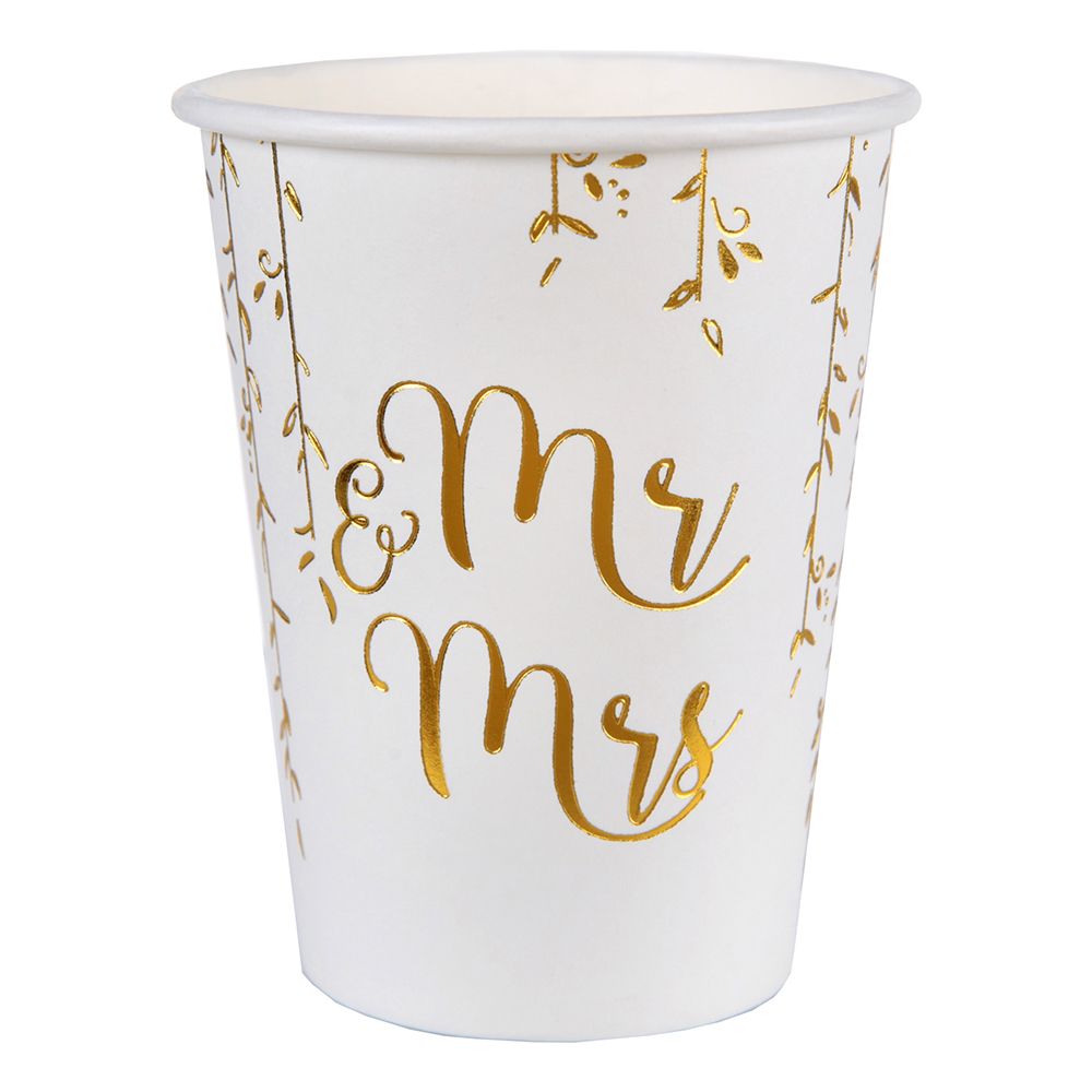 Pappersmuggar Mr & Mrs Vit/Guld