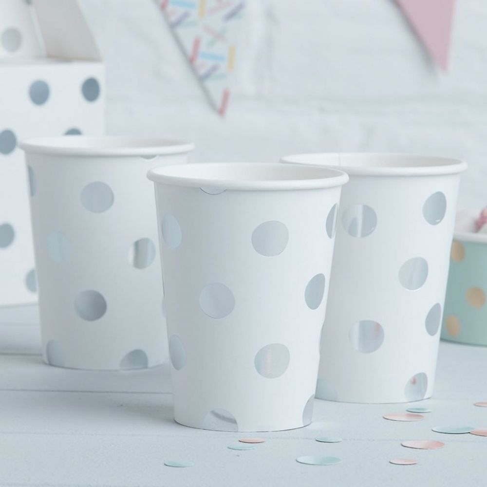Pappkopper Sølv Polka Dot Metallic