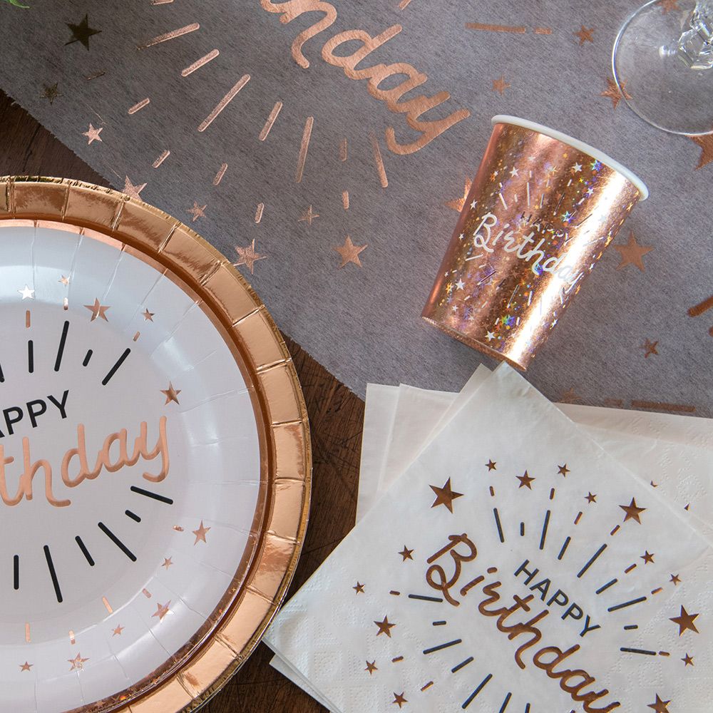 Papkrus Sparkling Happy Birthday Rosaguld