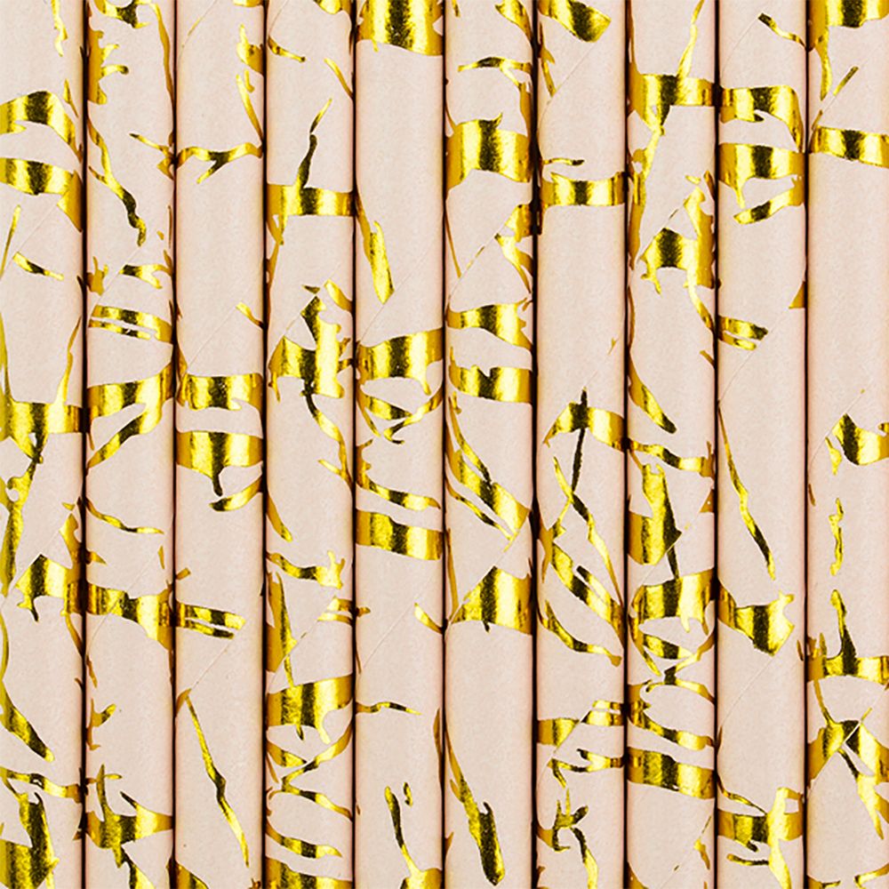 Papsugerør Lyserød/Guld Metallic