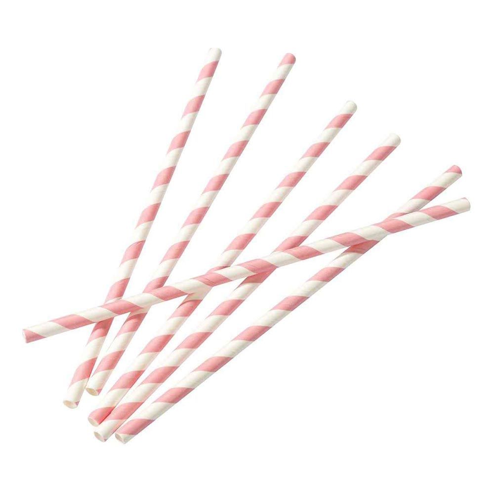 Pappsugerør Rosa/Hvit Stripete
