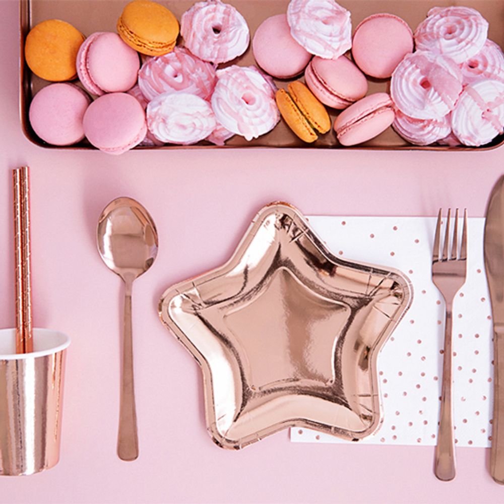 Papperstallrikar Stjärna Roséguld Metallic