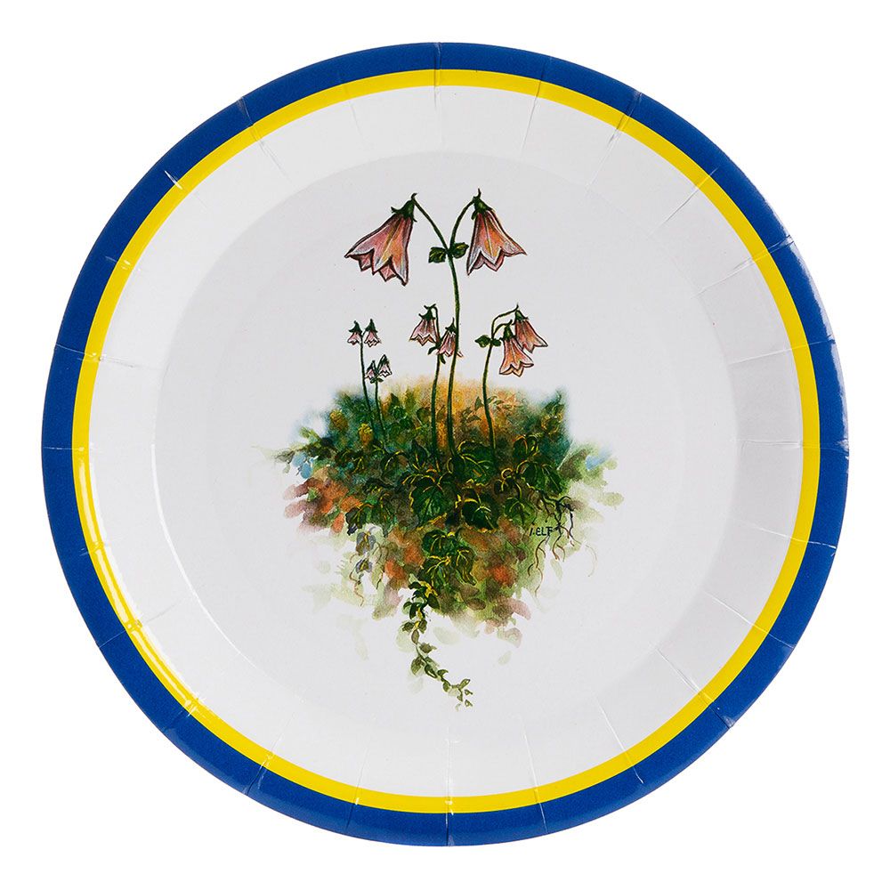 Papptallerkener Blomster Blå/Gul
