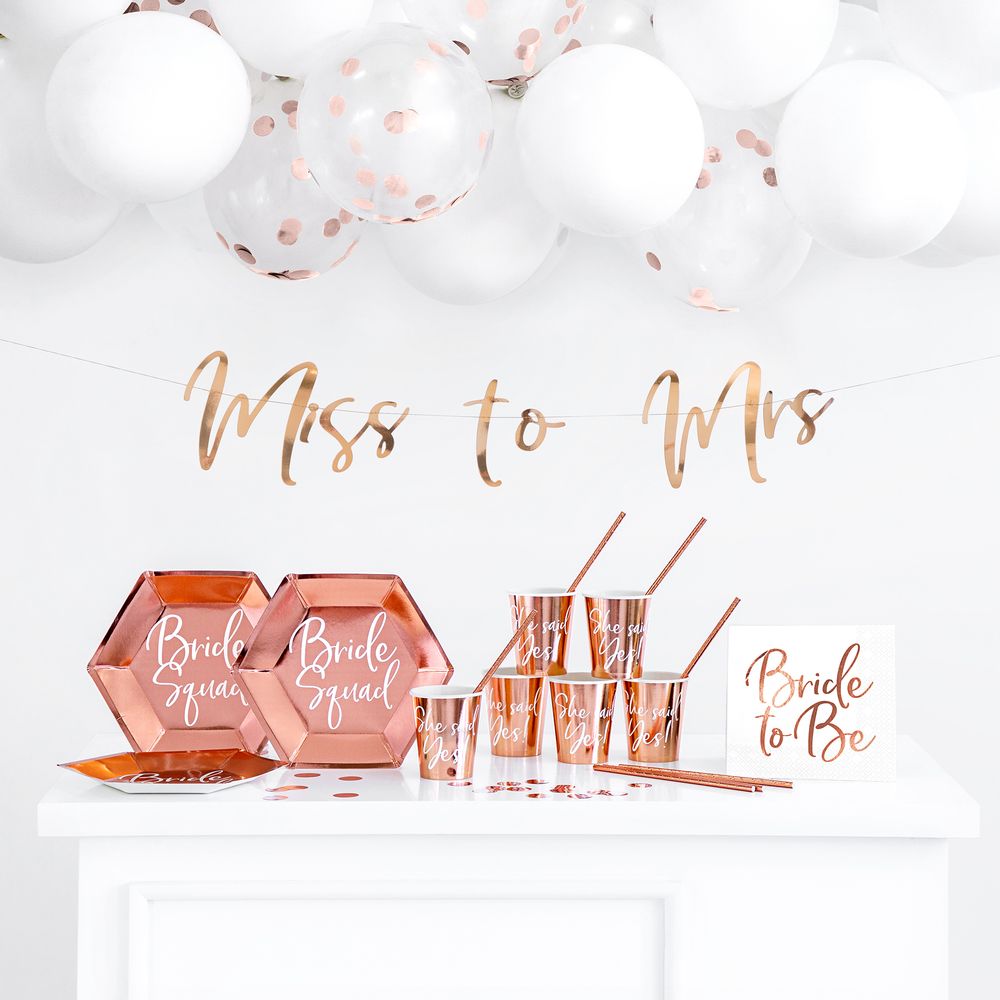 Paptallerkener Bride Squad Rosaguld