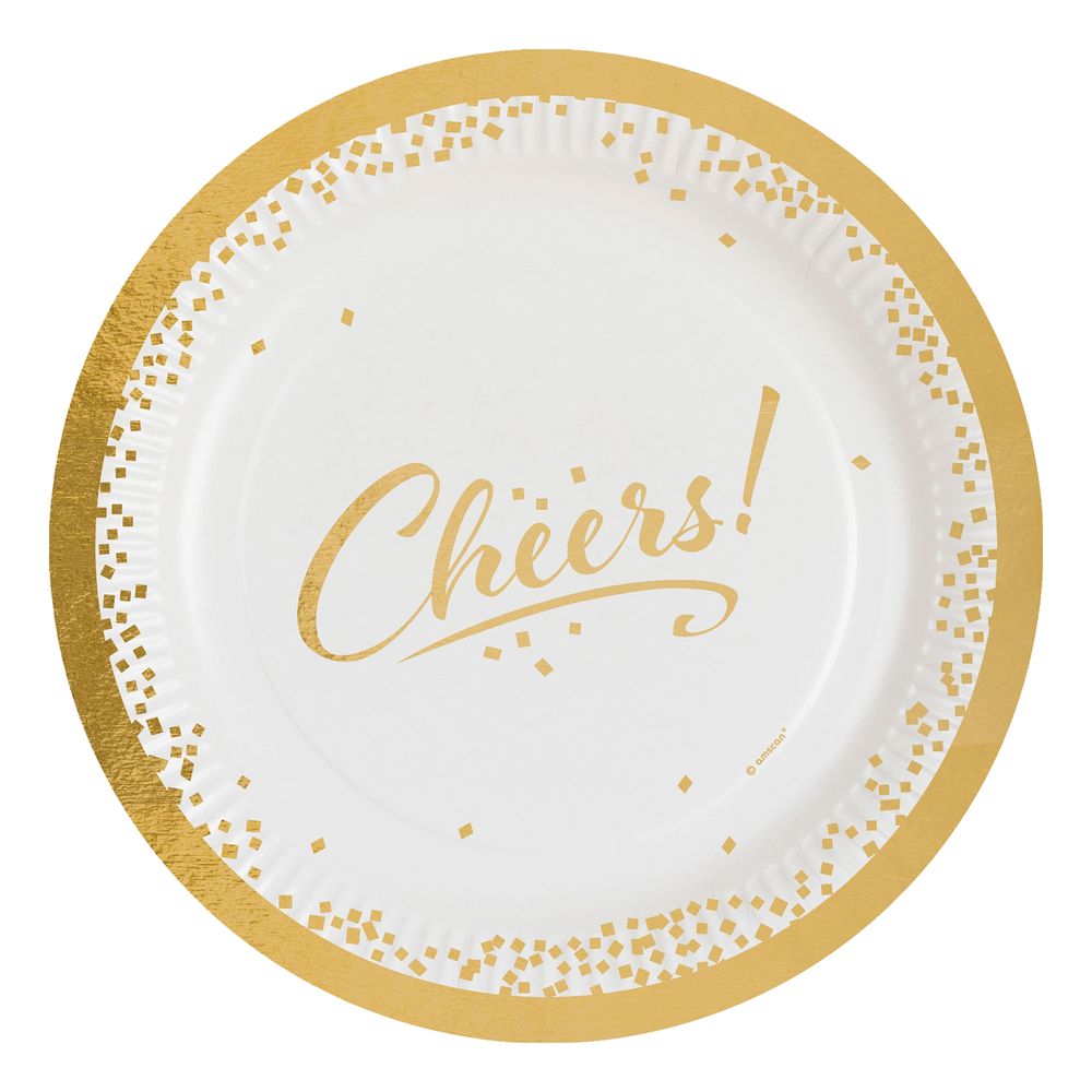 Papptallerken Cheers Golden Wishes