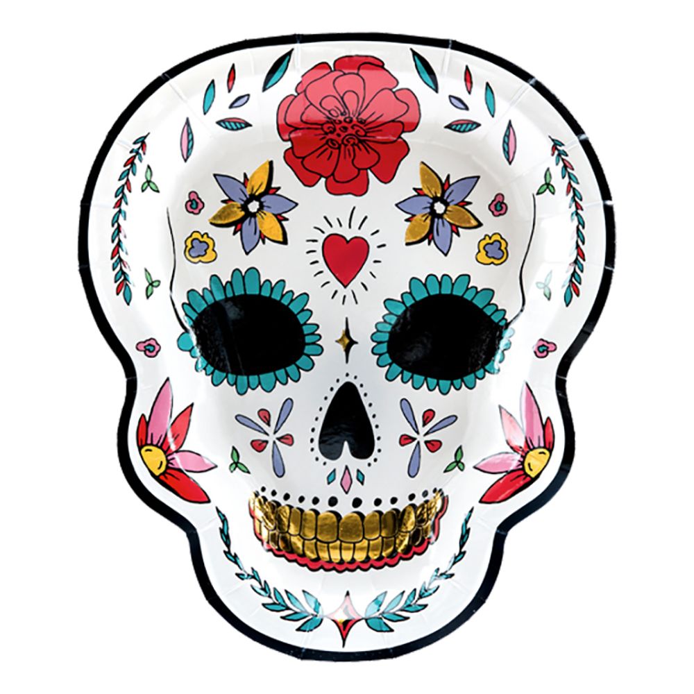 Papptallerkener Dia de Los Muertos Hodeskalle