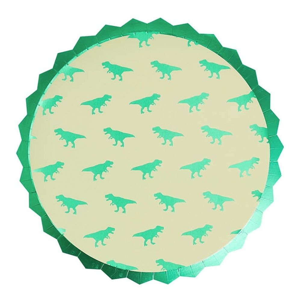Papptallerken Dinosaur Metallic