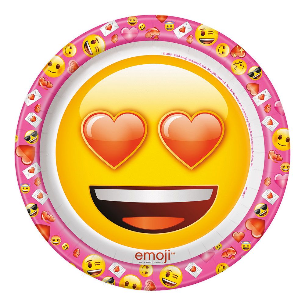 Papptallerkener Emoji Heart Eyes