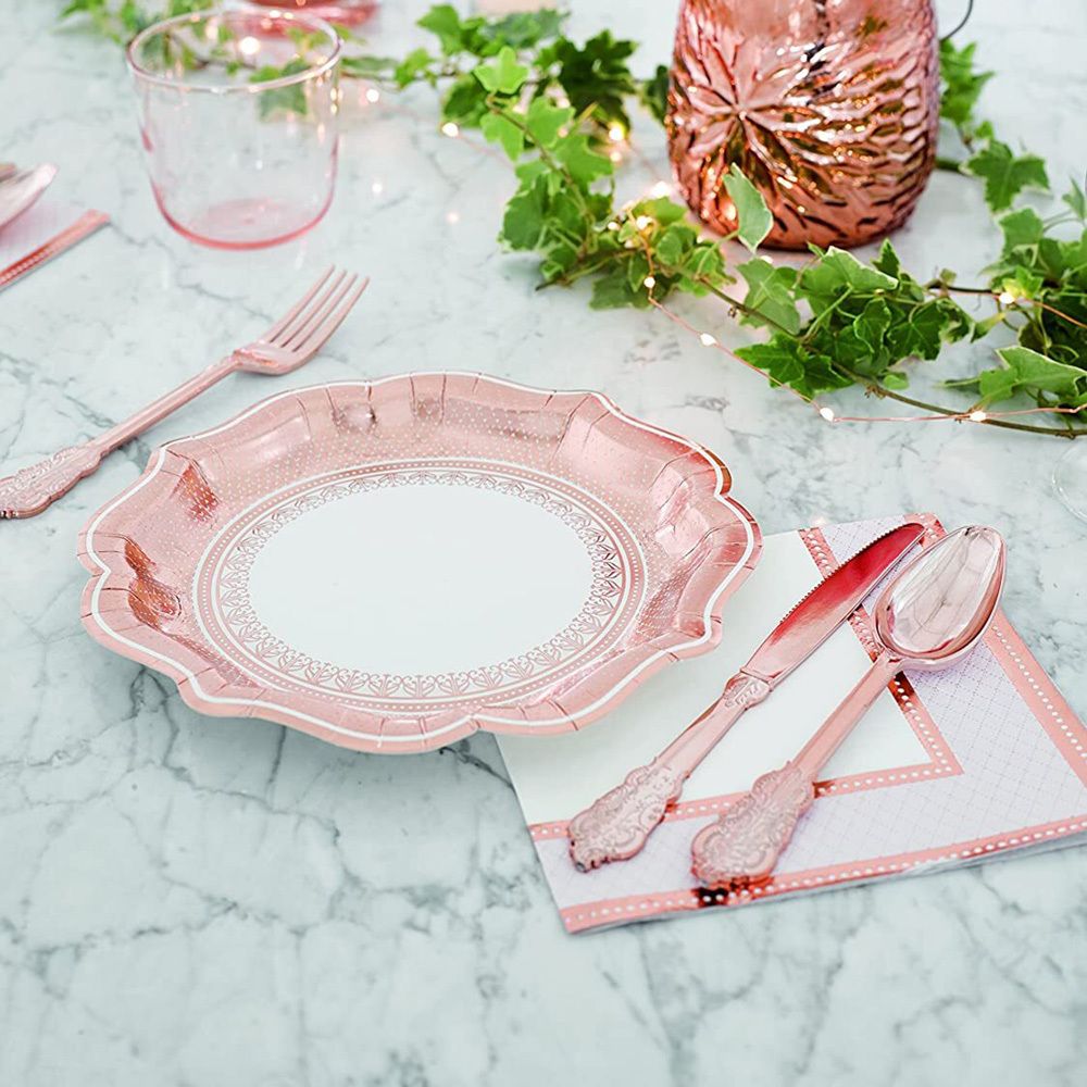Papptallerkener Pent porselen Roségull