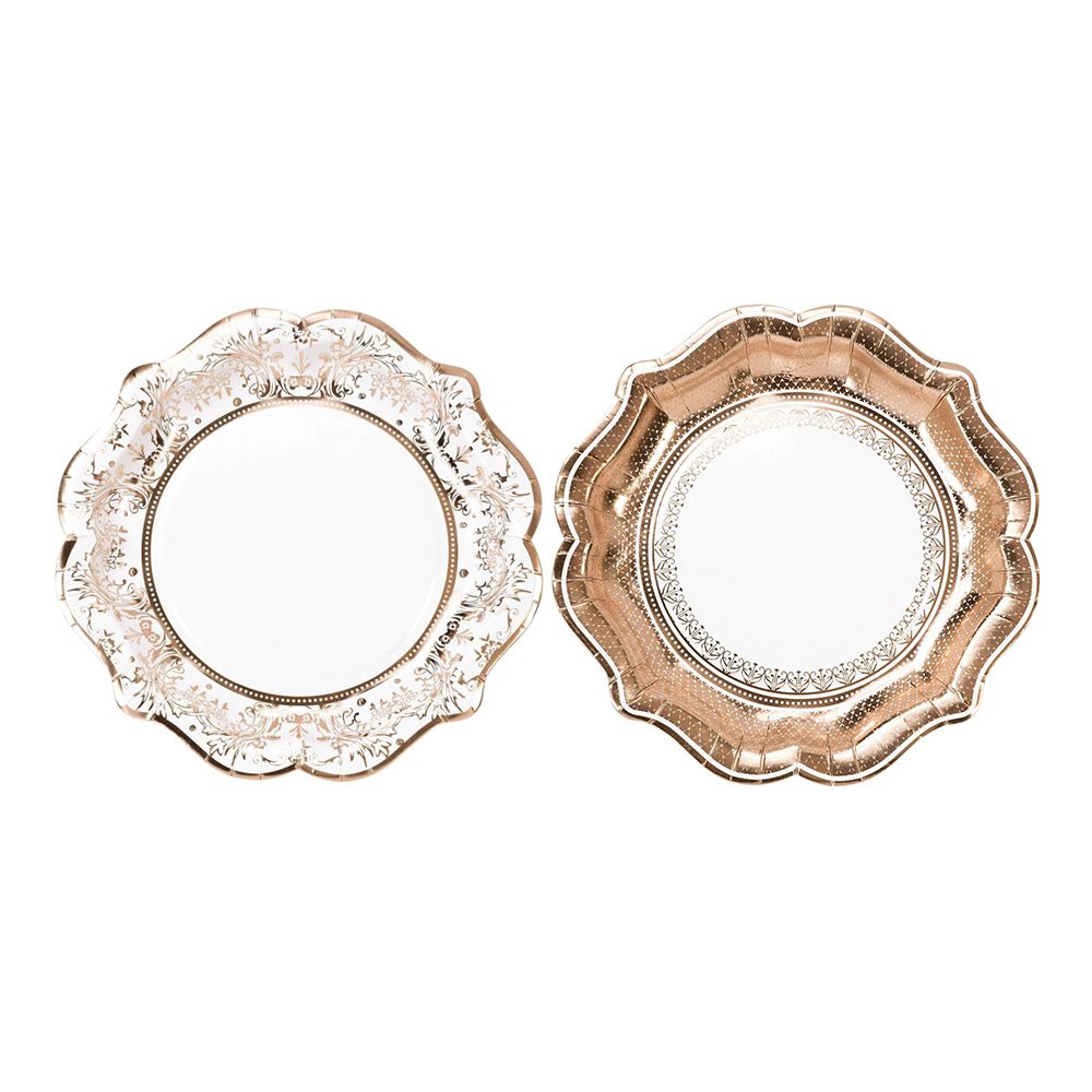 Papptallerkener Pent porselen Roségull