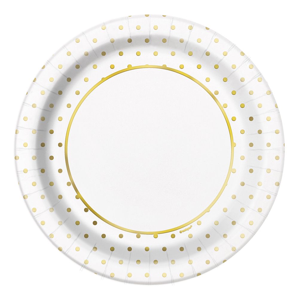 Papptallerkener Gull Metallic Polka Dot