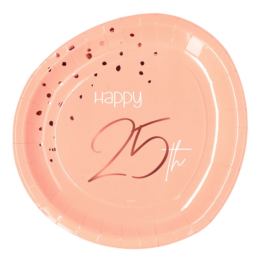 Pahvilautaset Happy 25th Lush Blush