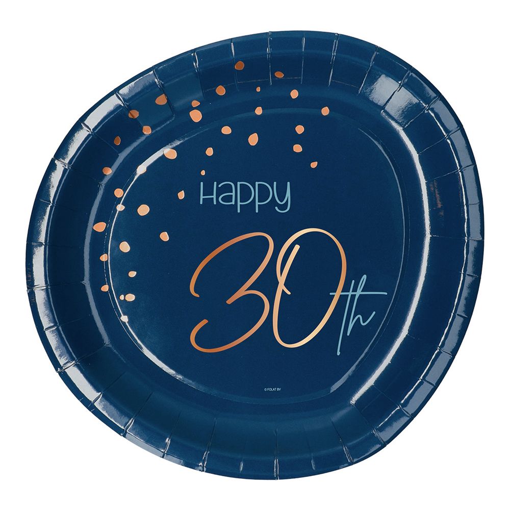 Papperstallrikar Happy 30th True Blue