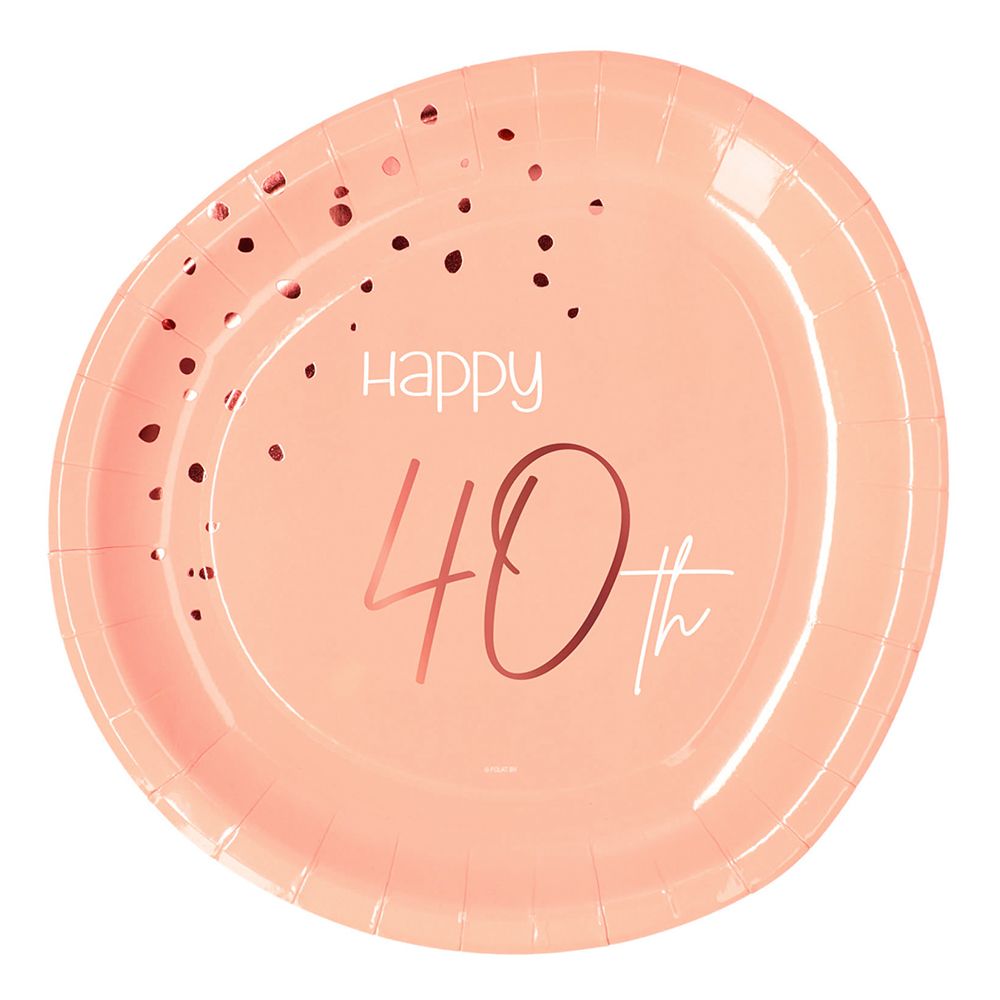 Pahvilautaset Happy 40th Lush Blush