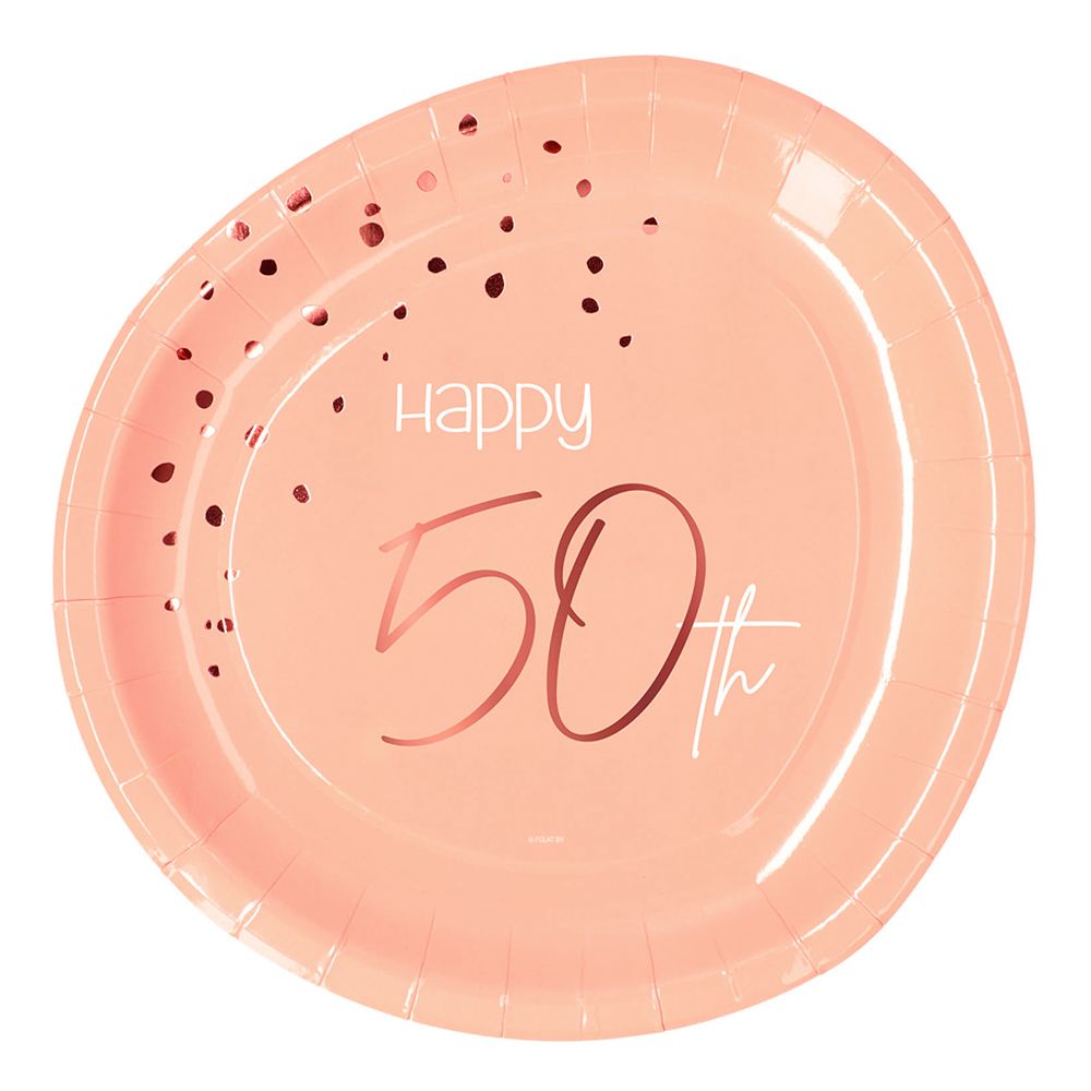 Papperstallrikar Happy 50th Lush Blush