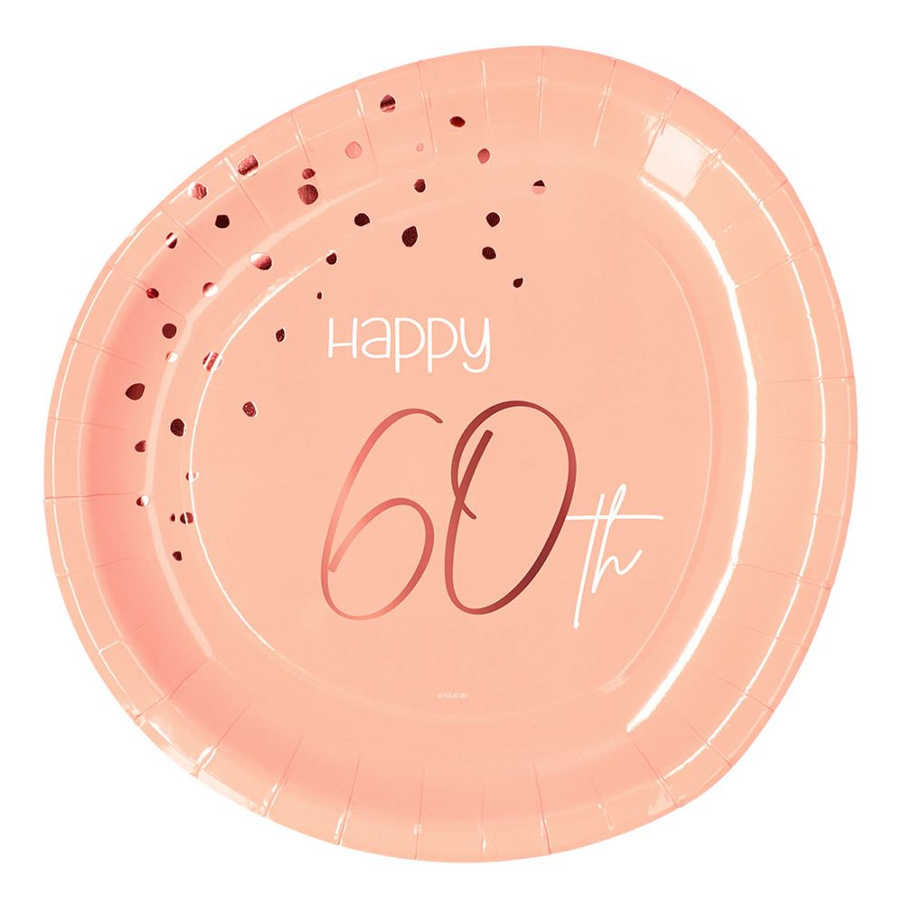 Papperstallrikar Happy 60th Lush Blush