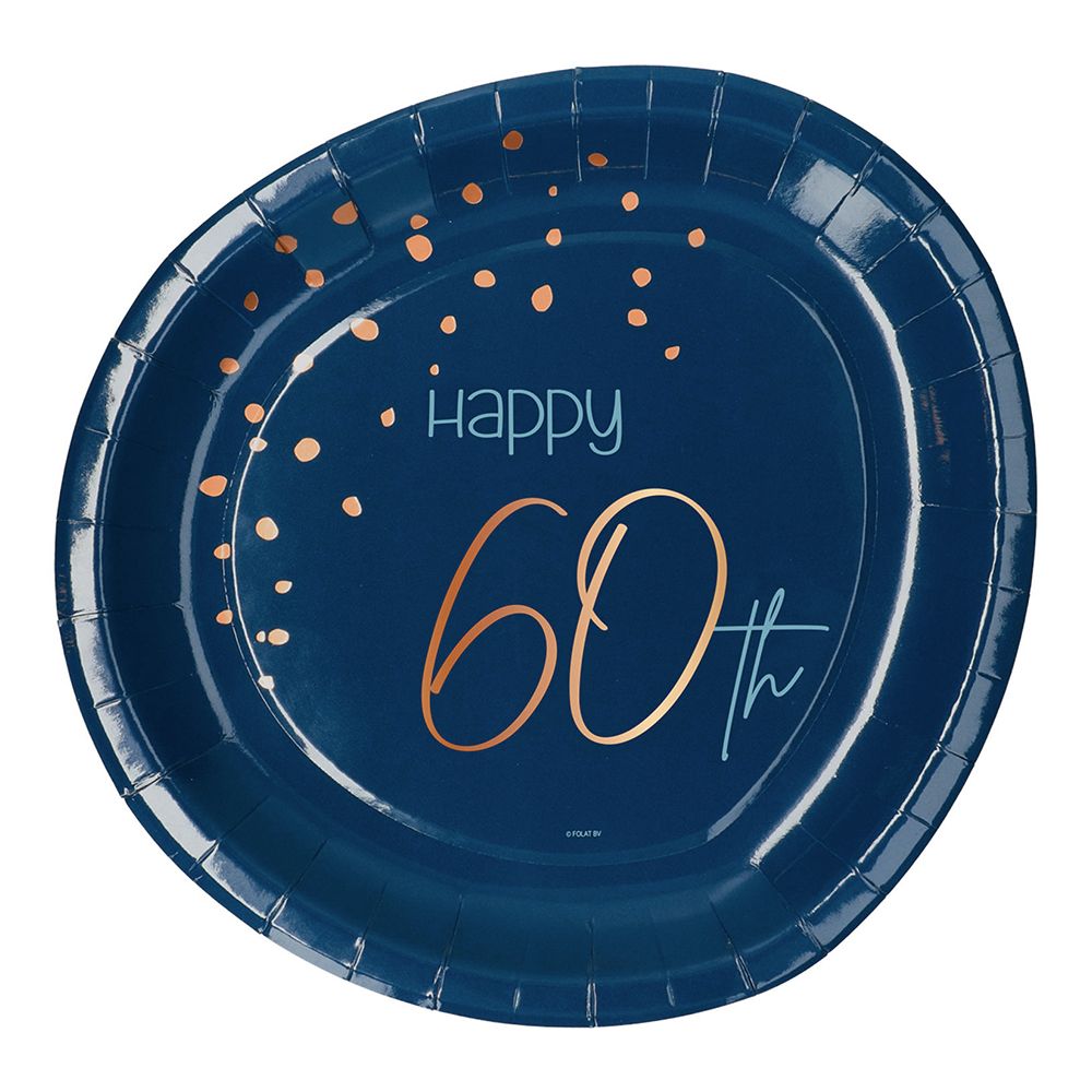 Papperstallrikar Happy 60th True Blue