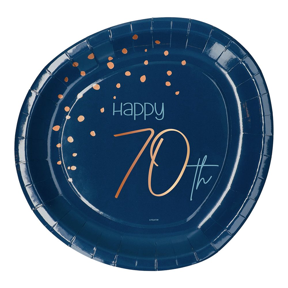 Papptallerkener Happy 70th True Blue