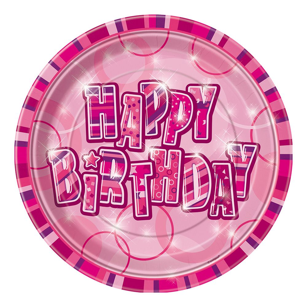 Papperstallrikar Happy Birthday Rosa