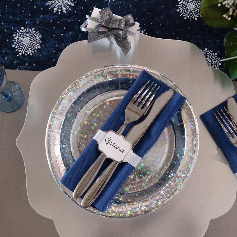 Papperstallrikar Holografisk Silver