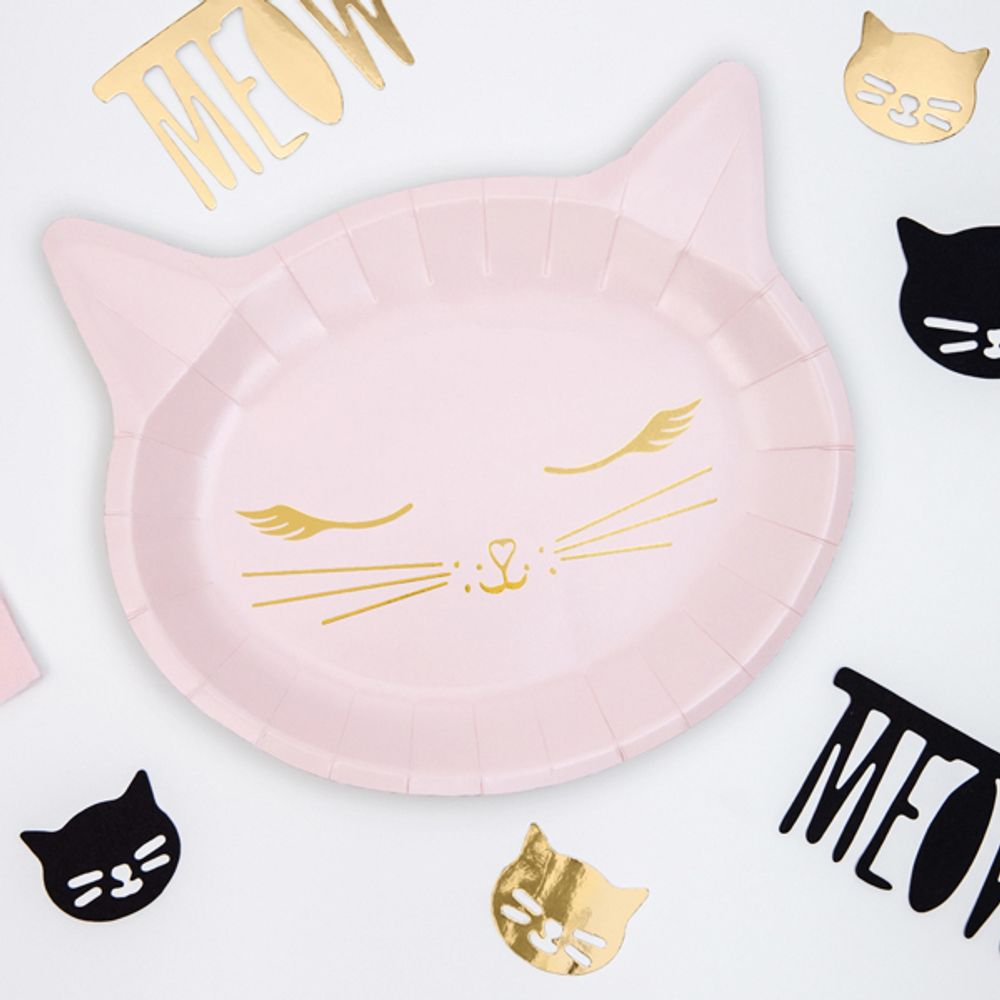 Papptallerkener Katt Rosa