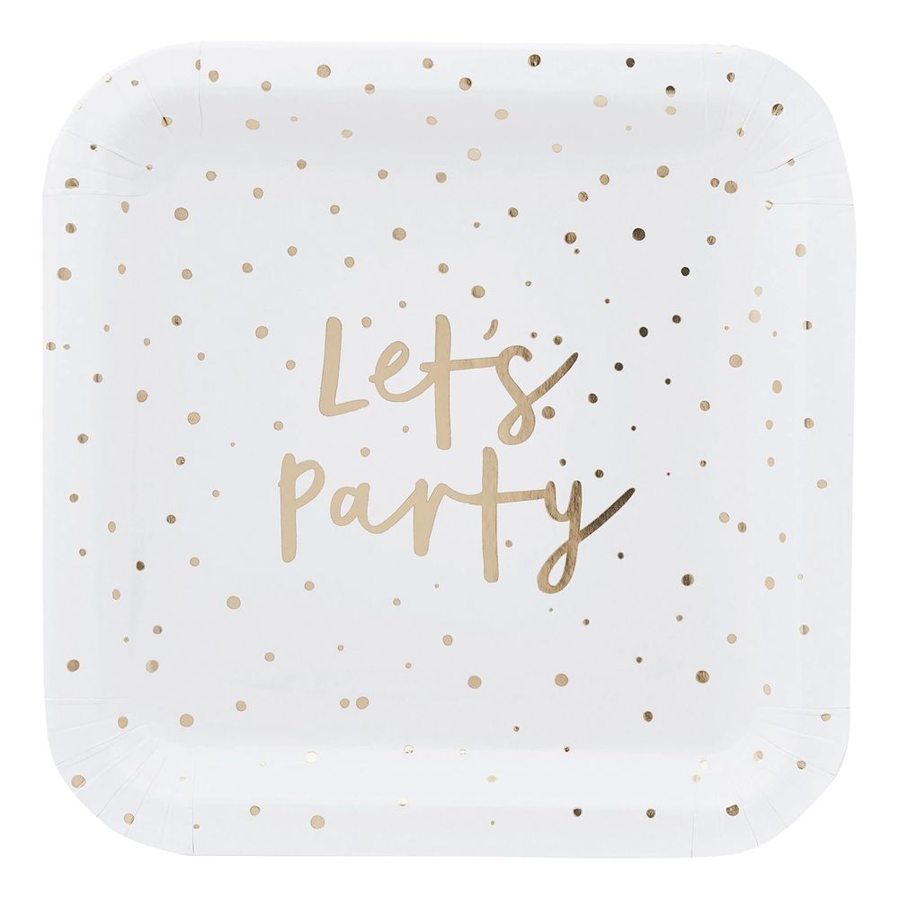Paptallerkerner Let's Party Guld