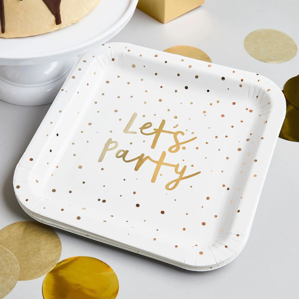 Paptallerkerner Let's Party Guld