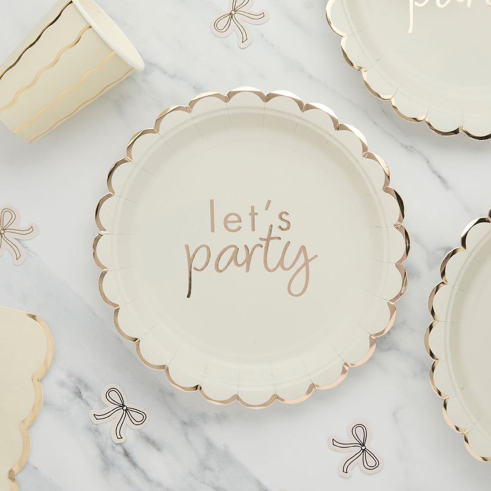 Papperstallrikar Let's Party Cremevit Rosett