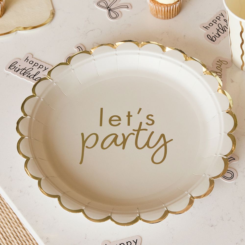 Papperstallrikar Let's Party Cremevit Rosett