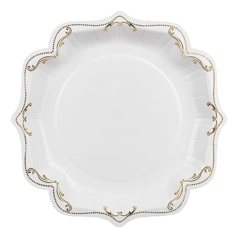 Ornamenttipahvilautaset Kulta/Valkoinen