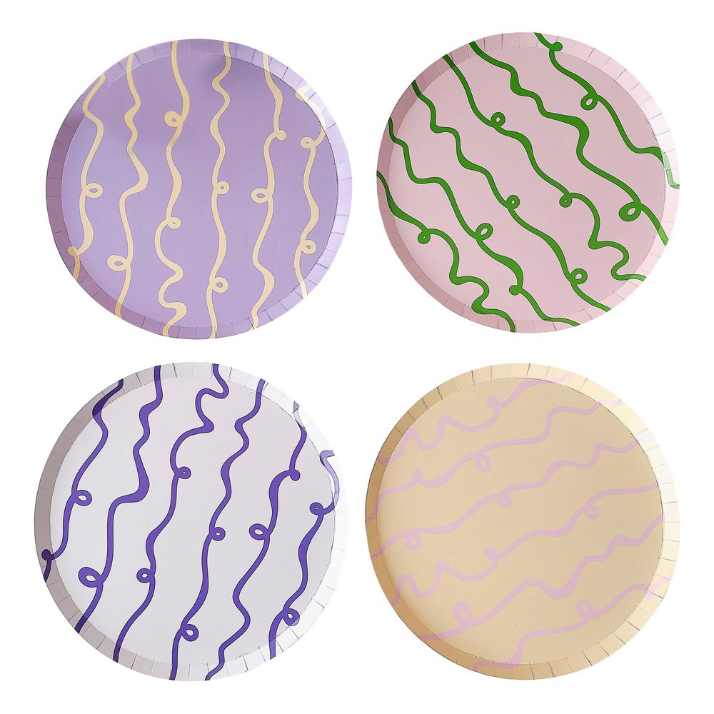 Papperstallrikar Pastell Wavy