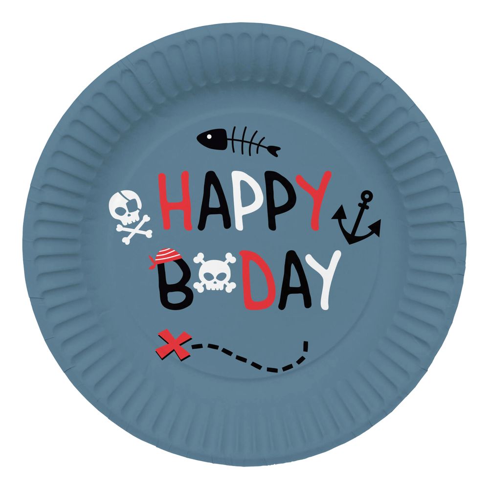 Paptallerkener Pirat Happy Birthday