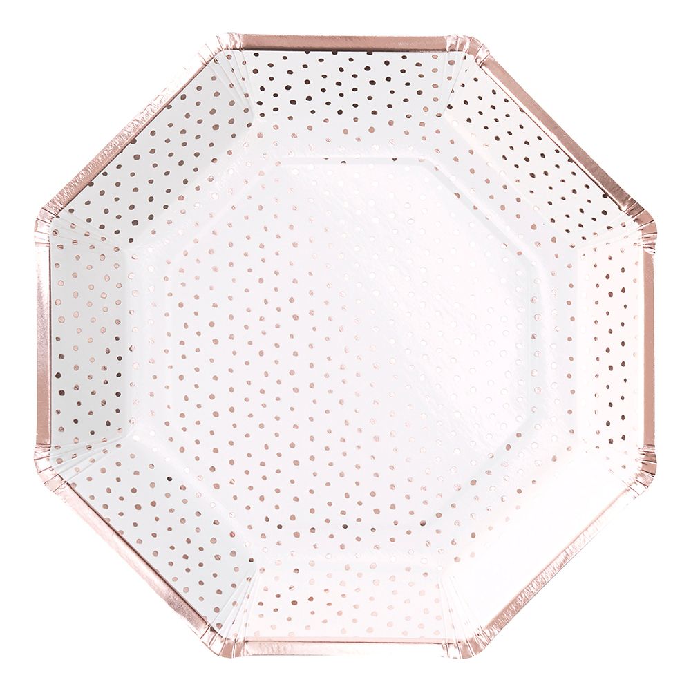 Papptallerken Prikkete Roségull Metallic