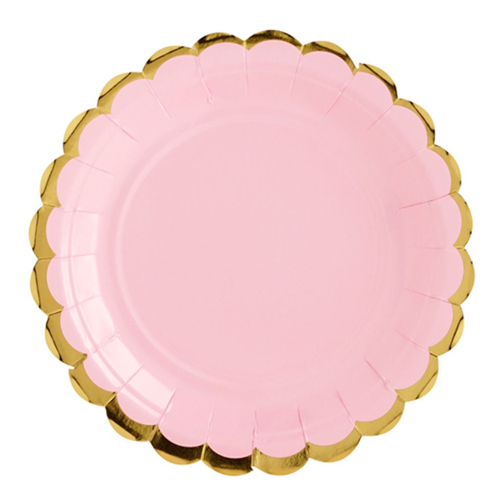 Papperstallrikar Rund Rosa/Guld