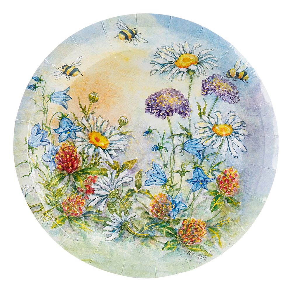 Papptallerkener Rund Sommerblomster