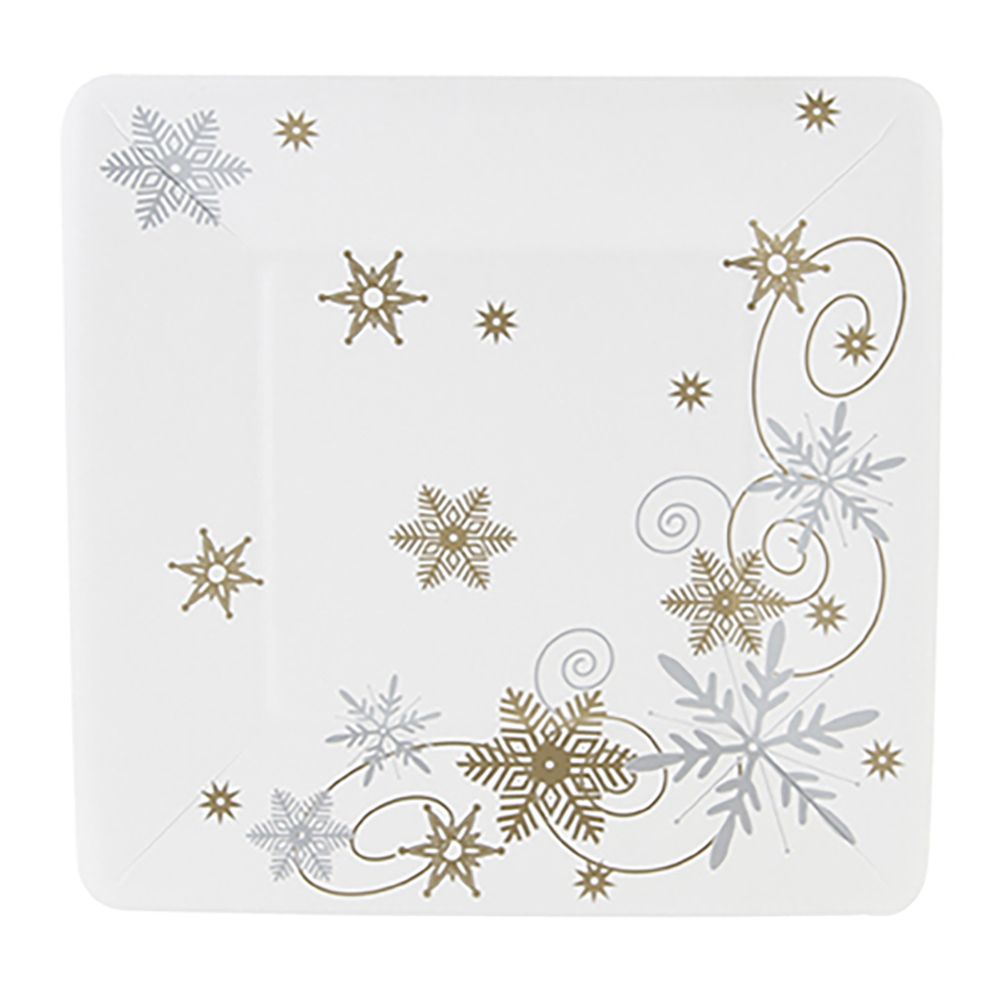 Papperstallrikar Snowflakes Guld/Silver