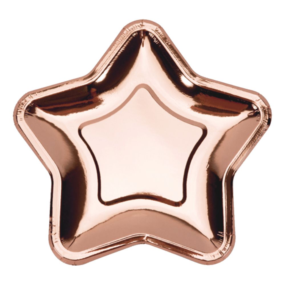 Papperstallrikar Stjärna Roséguld Metallic