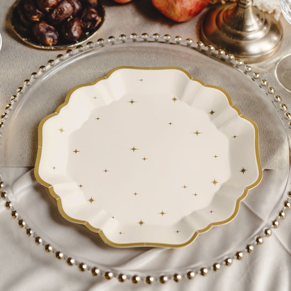 Paptallerkener Stjerner Beige