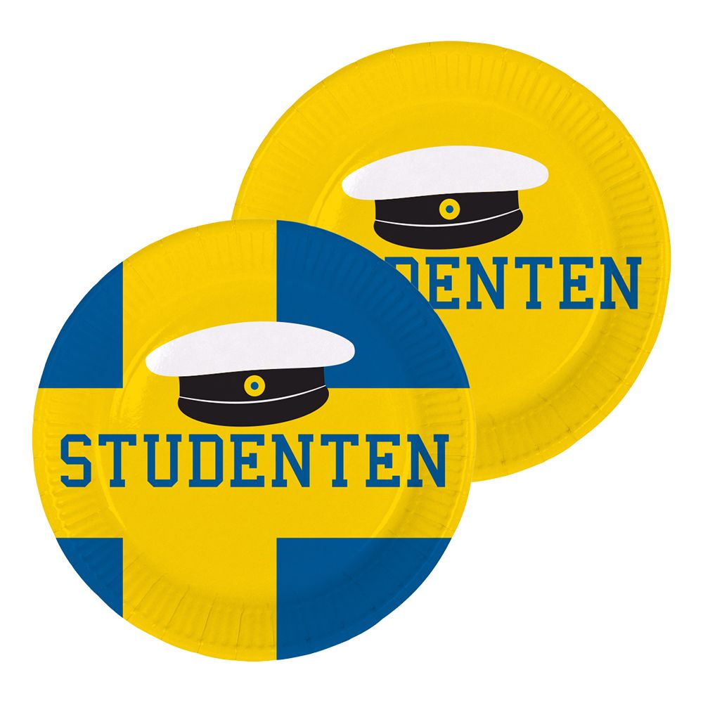 Papperstallrikar Studenten Blå/Gul