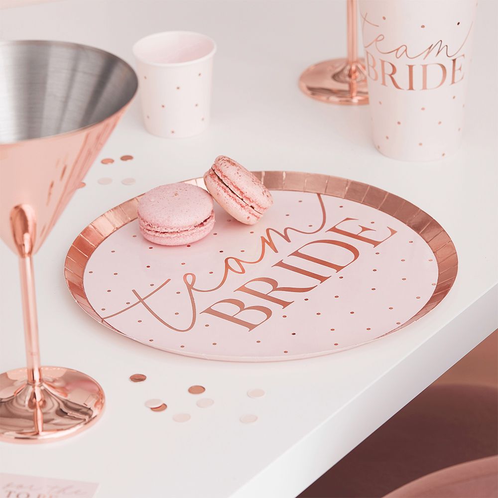 Papperstallrikar Team Bride Rosa/Roséguld