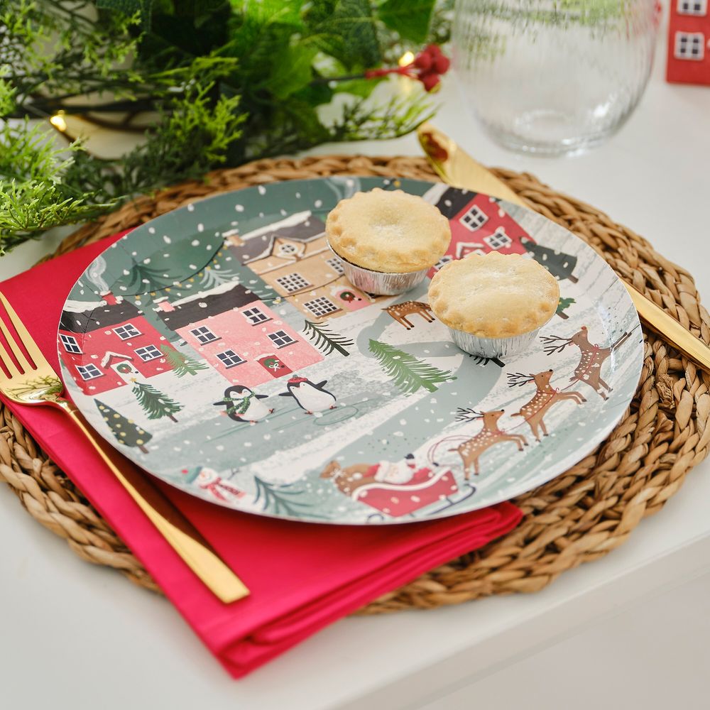 Paptallerkener Julelandskab
