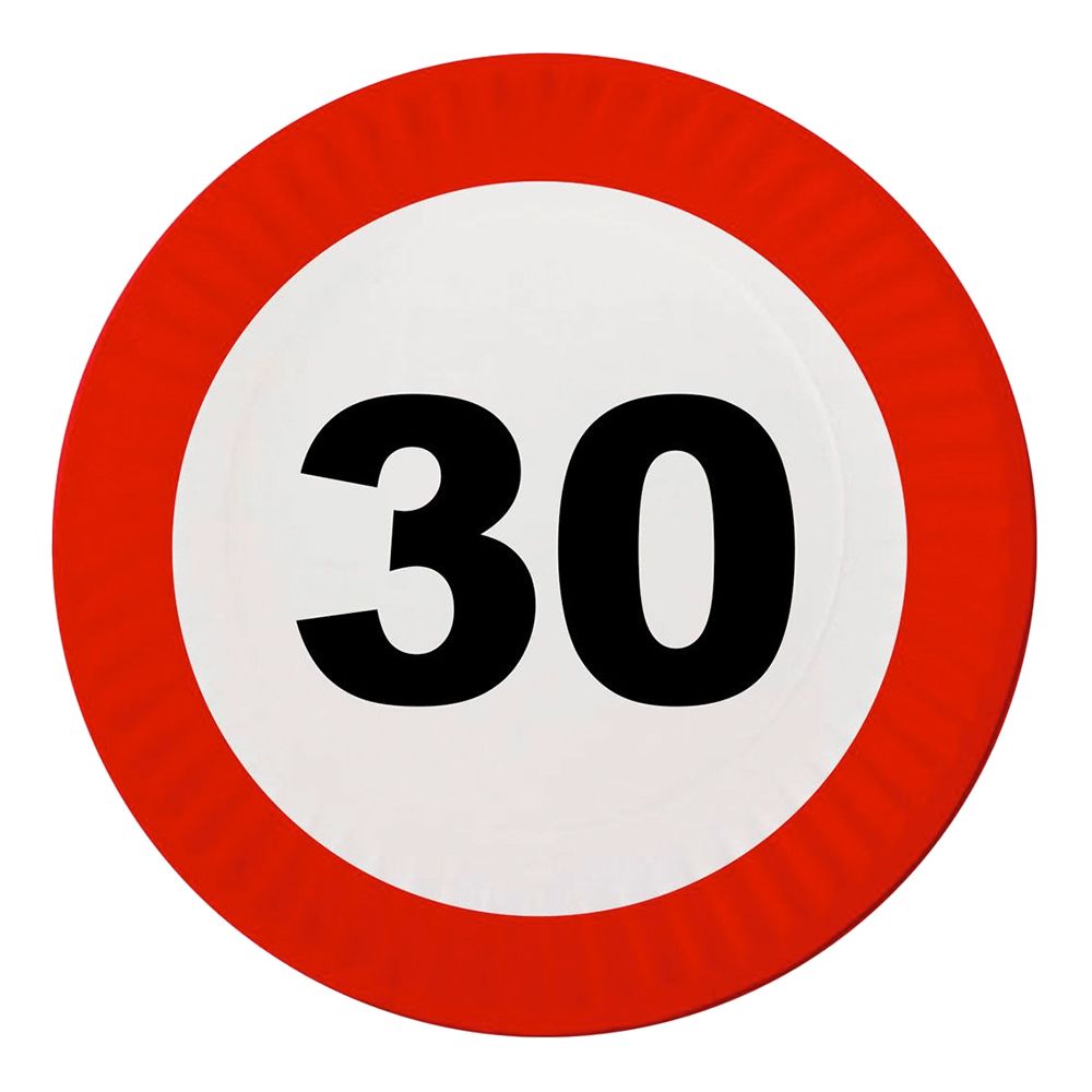Paptallerkener Trafikskilt 30