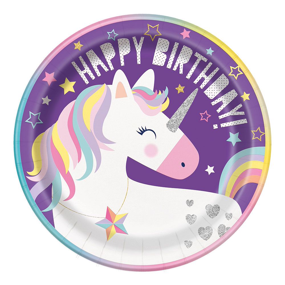 Papperstallrikar Happy Birthday Unicorn