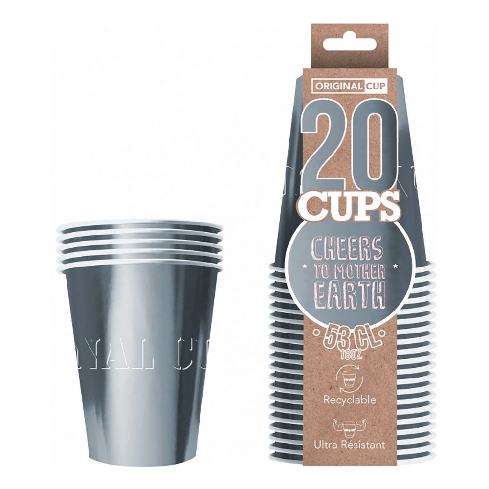 Party Cups Papper Silver Metallic