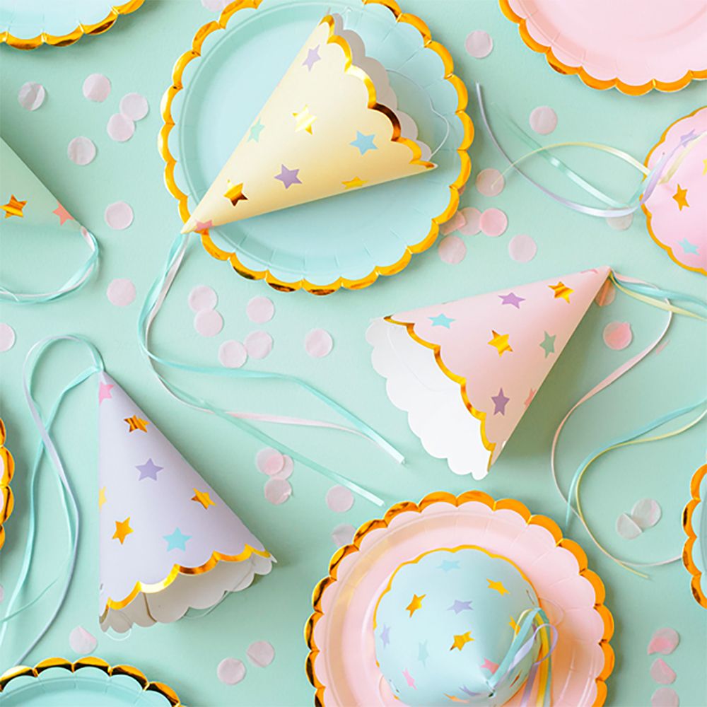 Partyhatter Pastell med Stjerner