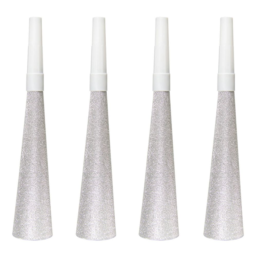 Partyhorn Sølv Glitter